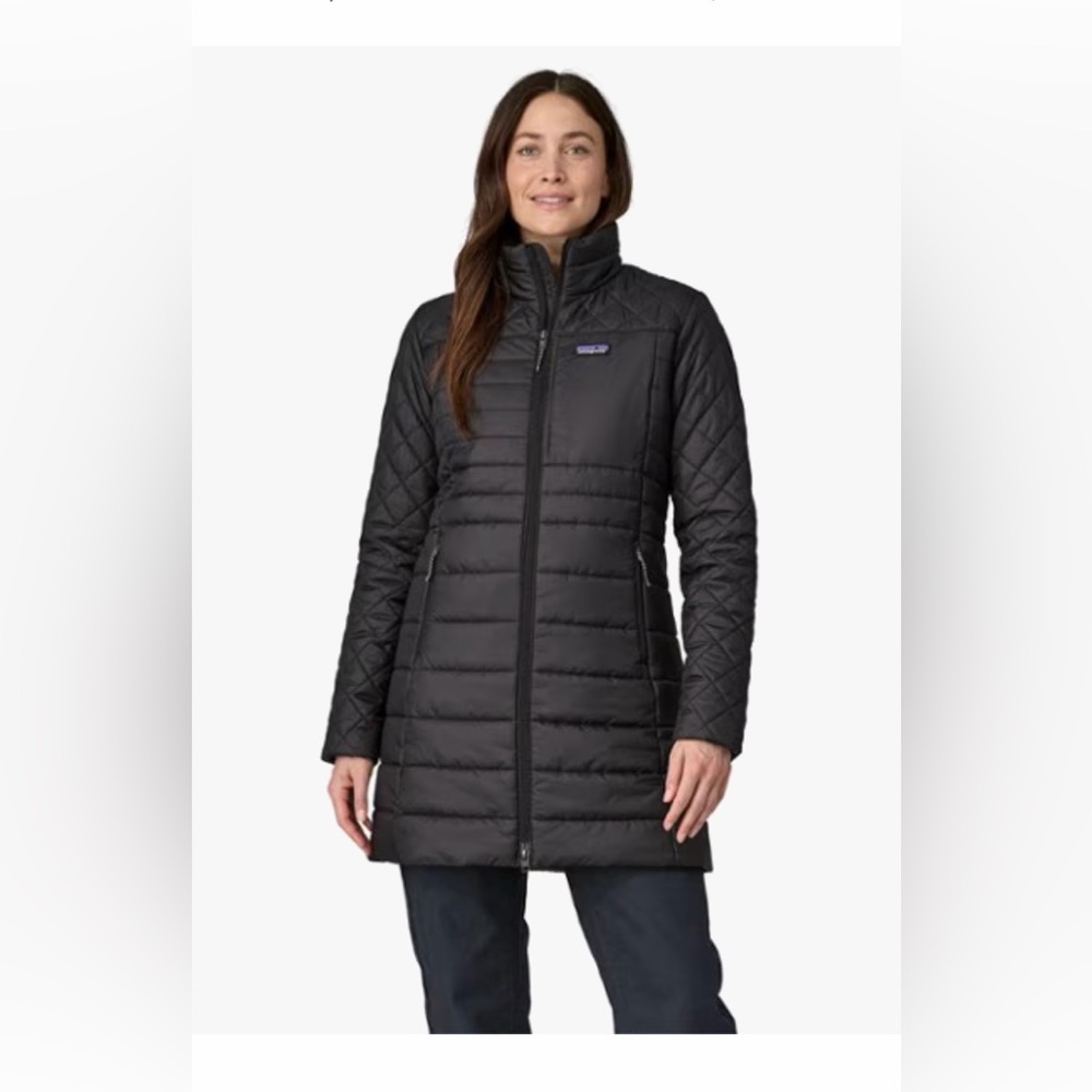 Patagonia Women's Black Puffer Parka-mid thigh length